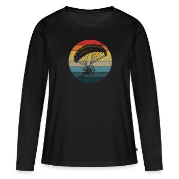 Parapente Parapente à moteur Parapente Vol Deltaplane - T-shirt manches longues Premium bio Femme - noir - Devant - Julia (174cm)