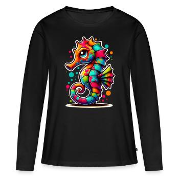 Hippocampe Hippocampe - T-shirt manches longues Premium bio Femme - noir - Devant - Julia (174cm)