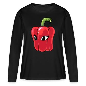 Paprika Chilli Peperoni Gewürz - Frauen Premium Bio Langarmshirt - Schwarz - Vorne - Julia (174cm)