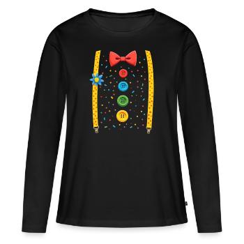 Clown Oberteil Karneval Kostüm Zirkus Narren - Frauen Premium Bio Langarmshirt - Schwarz - Vorne - Julia (174cm)