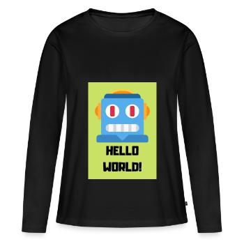 HELLO WORLD - T-shirt manches longues Premium bio Femme - noir - Devant - Julia (174cm)
