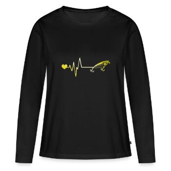 Hameçon Pulse - T-shirt manches longues Premium bio Femme - noir - Devant - Julia (174cm)