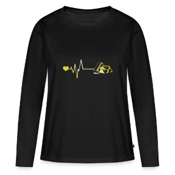 Impulsion d’or Coeur Amour - T-shirt manches longues Premium bio Femme - noir - Devant - Julia (174cm)