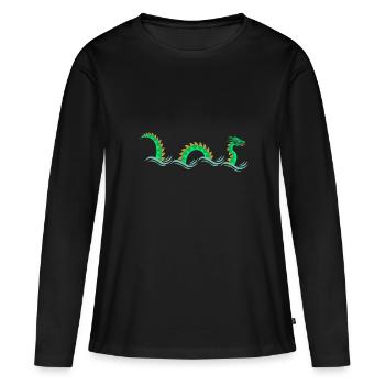 Nessie Lochness T-Shirt - T-shirt manches longues Premium bio Femme - noir - Devant - Julia (174cm)