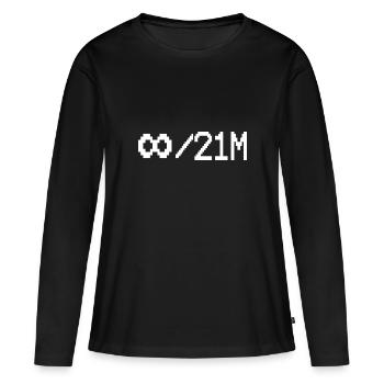 Bitcoin 21 millions - T-shirt manches longues Premium bio Femme - noir - Devant - Julia (174cm)
