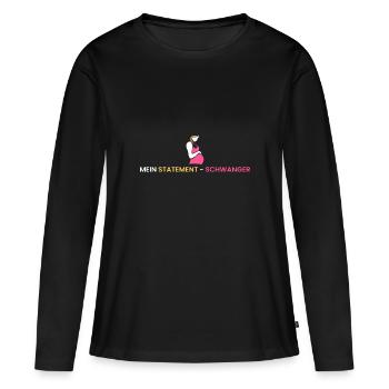 Mein Statement - schwanger - Frauen Premium Bio Langarmshirt - Schwarz - Vorne - Julia (174cm)