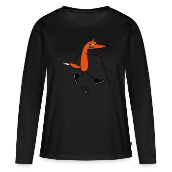wandering fox - Women's Premium Organic Long Sleeve Shirt - black - Front - Julia (174cm)