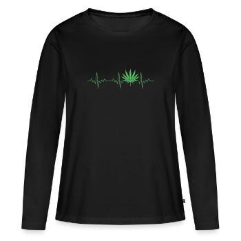 Cannabis Battement de coeur Chanvre chanvre - T-shirt manches longues Premium bio Femme - noir - Devant - Julia (174cm)