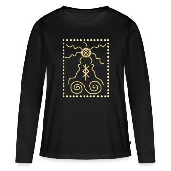 Symboles chamaniques - T-shirt manches longues Premium bio Femme - noir - Devant - Julia (174cm)