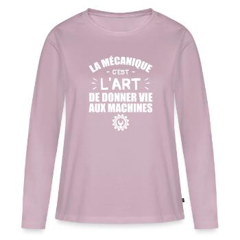 La Mécanique C'Est L'Art De Donner Vie Aux Machine - T-shirt manches longues Premium bio Femme - rose poudré - Devant - Julia (174cm)