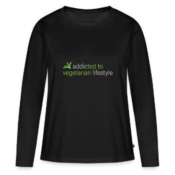 accro au mode de vie végétarien - T-shirt manches longues Premium bio Femme - noir - Devant - Julia (174cm)