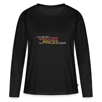nous voudrons voir ces prix - T-shirt manches longues Premium bio Femme - noir - Devant - Julia (174cm)