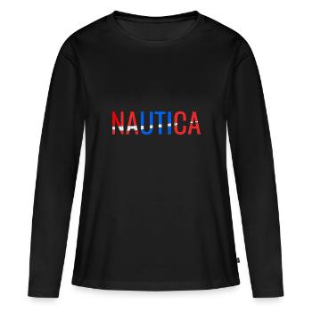 Naviguez dans les vagues de la vie avec Nautica - T-shirt manches longues Premium bio Femme - noir - Devant - Julia (174cm)