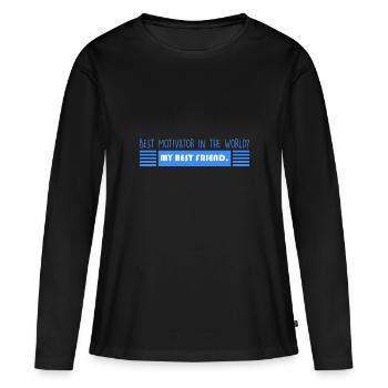 Meilleur ami : Meilleur motivateur - T-shirt manches longues Premium bio Femme - noir - Devant - Julia (174cm)