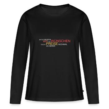 Bald wünscht man sich die Preise - Frauen Premium Bio Langarmshirt - Schwarz - Vorne - Julia (174cm)