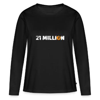 21 Million Bitcoin Cryptocurrency - Women's Premium Organic Long Sleeve Shirt - black - Front - Julia (174cm)