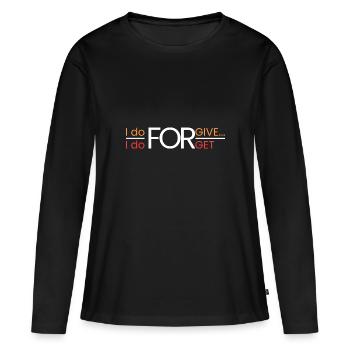 Je pardonne... J’oublie - T-shirt manches longues Premium bio Femme - noir - Devant - Julia (174cm)