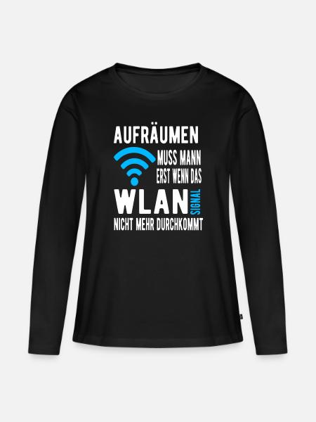 Wlan Signal Aufräumen - Frauen Premium Bio Langarmshirt - Schwarz