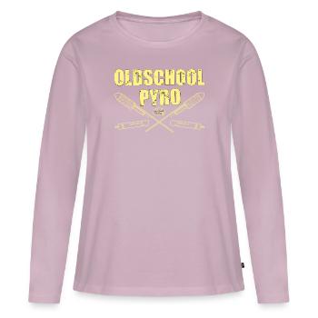 Pyro old school - T-shirt manches longues Premium bio Femme - rose poudré - Devant - Julia (174cm)