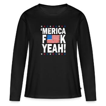 Amerika Fuck yeah - Frauen Premium Bio Langarmshirt - Schwarz - Vorne - Julia (174cm)