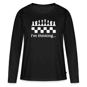 I m Thinking Chess - T-shirt manches longues Premium bio Femme - noir - Devant - Julia (174cm)