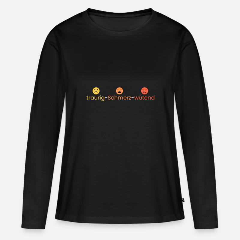 traurig - Schmerz - wütend - Frauen Premium Bio Langarmshirt - Schwarz