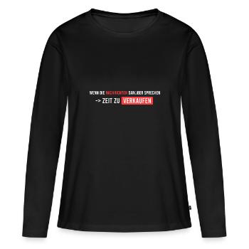 wenn die Nachrichten starten - Frauen Premium Bio Langarmshirt - Schwarz - Vorne - Julia (174cm)