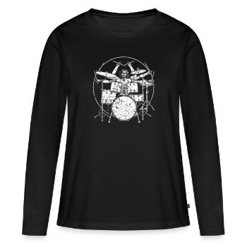 Drums da Vinci Vitruvian man - Women's Premium Organic Long Sleeve Shirt - black - Front - Julia (174cm)