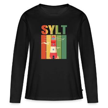 Sylt - T-shirt manches longues Premium bio Femme - noir - Devant - Julia (174cm)