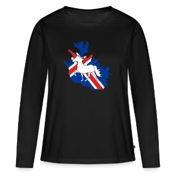 Cheval islandais Tölt Islande saga Isi cadeau Islandais - T-shirt manches longues Premium bio Femme - noir - Devant - Julia (174cm)