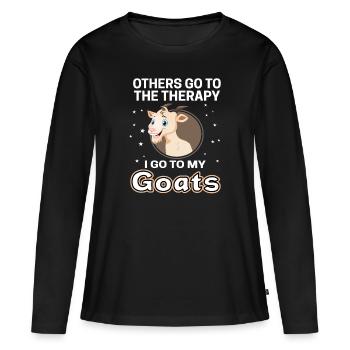 chèvre - T-shirt manches longues Premium bio Femme - noir - Devant - Julia (174cm)