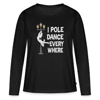 Pole Dance Pole Dance Burlesque Strip Gift - T-shirt manches longues Premium bio Femme - noir - Devant - Julia (174cm)