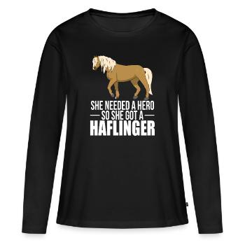 Poulain Haflinger Kohlfuchs T-shirt Haflinger - T-shirt manches longues Premium bio Femme - noir - Devant - Julia (174cm)