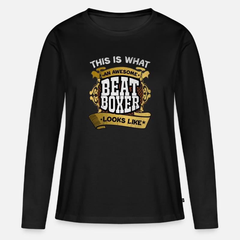 Beatbox - Frauen Premium Bio Langarmshirt - Schwarz