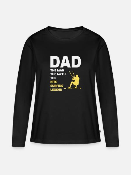 Kitesurfing Dad Kite Kiteboard Vatertagsgeschenk - Frauen Premium Bio Langarmshirt - Schwarz