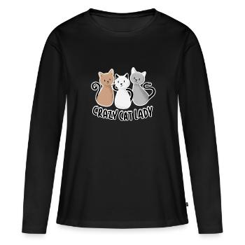 Crazy Cat Lady - Women's Premium Organic Long Sleeve Shirt - black - Front - Julia (174cm)