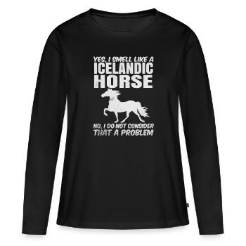 Islandpferd - Frauen Premium Bio Langarmshirt - Schwarz - Vorne - Julia (174cm)