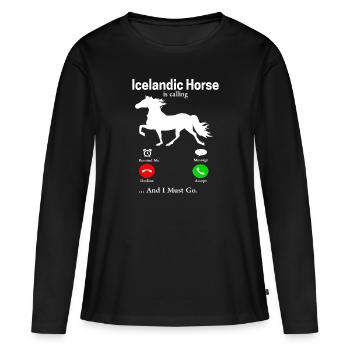 Islandpferd - Frauen Premium Bio Langarmshirt - Schwarz - Vorne - Julia (174cm)