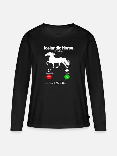 Islandpferd - Frauen Premium Bio Langarmshirt - Schwarz