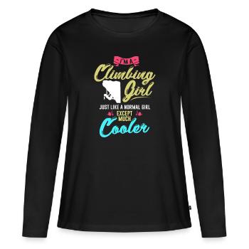 Montée - T-shirt manches longues Premium bio Femme - noir - Devant - Julia (174cm)