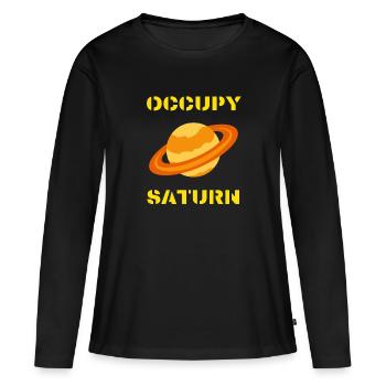 Occupy Saturn - Astronomie et espace - T-shirt manches longues Premium bio Femme - noir - Devant - Julia (174cm)