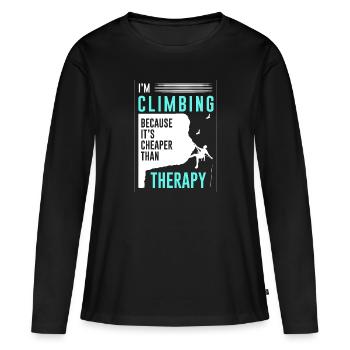Montée - T-shirt manches longues Premium bio Femme - noir - Devant - Julia (174cm)