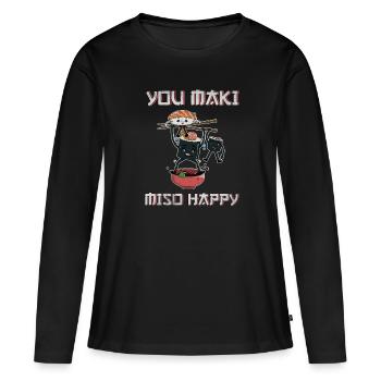 Sushi Japan Asiatische Küche essen Reis Geschenk - Frauen Premium Bio Langarmshirt - Schwarz - Vorne - Julia (174cm)