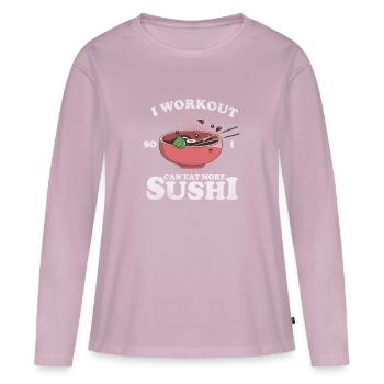 Sushi - T-shirt manches longues Premium bio Femme - rose poudré - Devant - Julia (174cm)