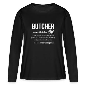 Metzger - Frauen Premium Bio Langarmshirt - Schwarz - Vorne - Julia (174cm)