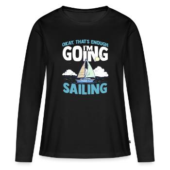 Voilier régate dériveur catamaran nautique - T-shirt manches longues Premium bio Femme - noir - Devant - Julia (174cm)