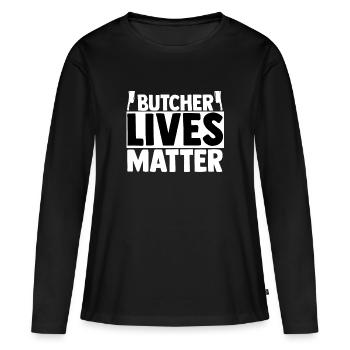 Metzger - Frauen Premium Bio Langarmshirt - Schwarz - Vorne - Julia (174cm)