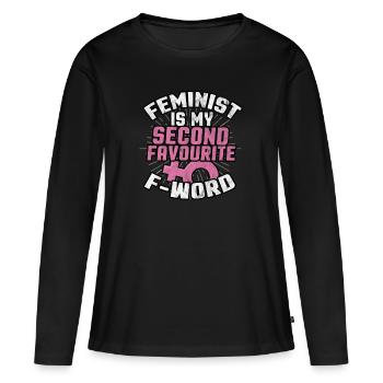 féminisme - T-shirt manches longues Premium bio Femme - noir - Devant - Julia (174cm)