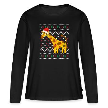 Giraffe Ugly Christmas - Frauen Premium Bio Langarmshirt - Schwarz - Vorne - Julia (174cm)