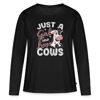 Vache - T-shirt manches longues Premium bio Femme - noir - Devant - Julia (174cm)